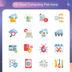 Cloud Computing Vector Flat icon set illustration Set 0