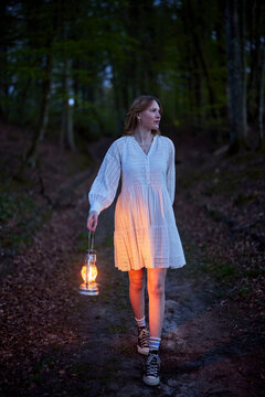 girl in a dark forest