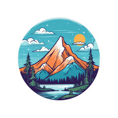 Outdoor Adventure Mountain Camping Vector Illustration