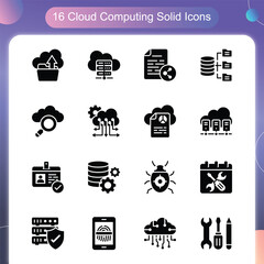 Cloud Computing Vector Flat icon set illustration Set 0