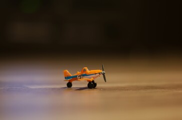 toy plane preparing to  take off