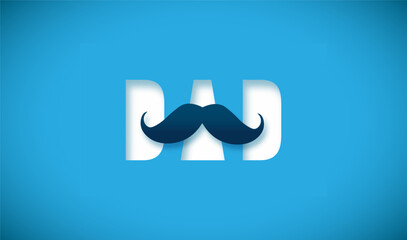 Happy Father's Day greeting with creative mustache Vector illustration