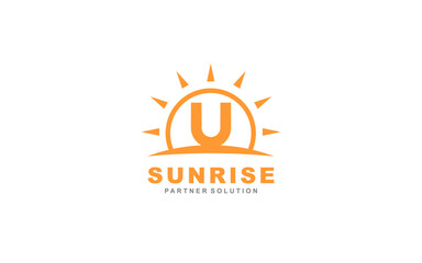 U Letter of sun logo for template