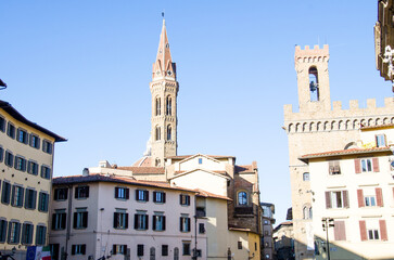 Florence architecture in the old town. January, 2023, Italy.