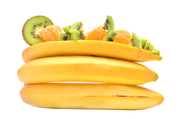 Banana fruit and kiwi mandarin isolated