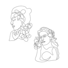 Woman Face Lineart Collection For Design Elements Templates