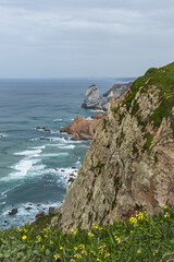 Fototapeta na wymiar Cabo da roca, coastal viewpoint and lighthouse - the westernmost point of continental Europe in Portugal