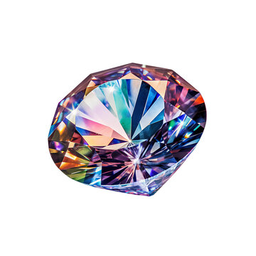 Large iridescent diamond with refraction effect