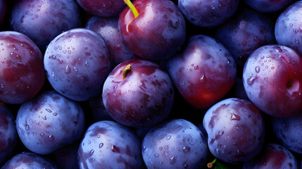 Ripe plums background. Fresh blue plum fruits