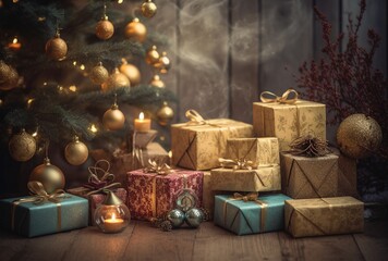 christmas tree in living room -Ai