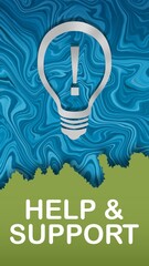 Help And Support Bulb Blue Texture Green Text Vertical 
