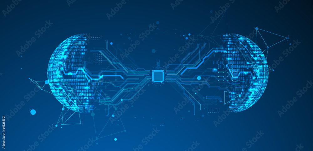 Poster sphere theme vector illustration. digital technology background.