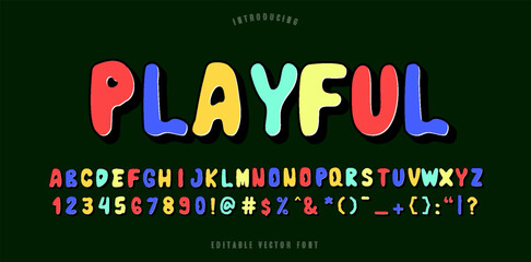 Playful style font design, childish letters and numbers vector illustration