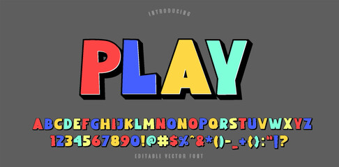 Playful style font design, childish letters and numbers
