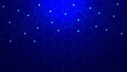 Futuristic technology background with hexagons and dots lines connection. Medical, chemistry, science and technology concept.