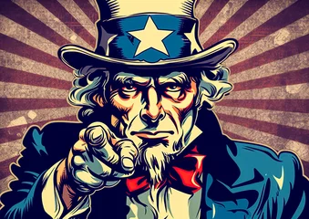 Selbstklebende Fototapeten Uncle Sam independence day poster design. Generative Ai illustration © ArtmediaworX