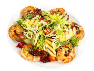 Mixed Salad with grilled Prawns and Mango - Transparent PNG Background
