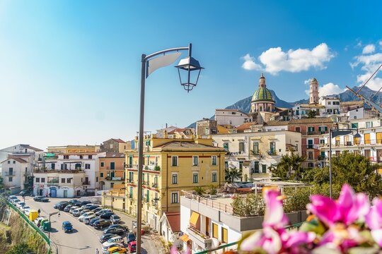Beautiful view of the buildings and houses in Vietri sul Mare in Italy
