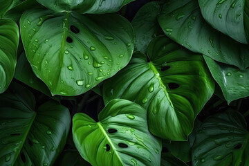 Tropical leaf background  Generative AI