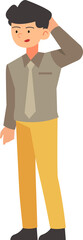 Businessman character has confused illustration