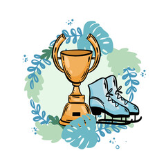 ice figure skate icon vector illustration. Winter sport skates icons. figure skates ready for your design on a white background. Elements for the image of a ski resort, mountain entertainment