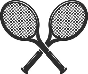 Tennis racket. Crossed tennis rackets. For logo, label, sign, poster, emblem