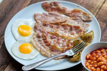 egg and bacon fried