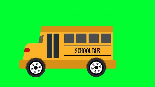 3d rendered animation of a yellow school bus isolated on a green screen background