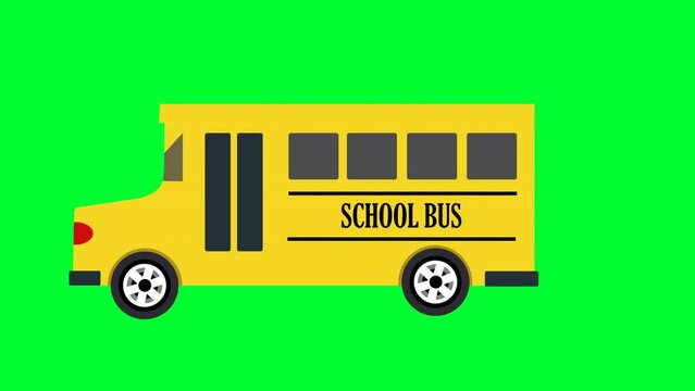 3d rendered animation of a yellow school bus isolated on a green screen background