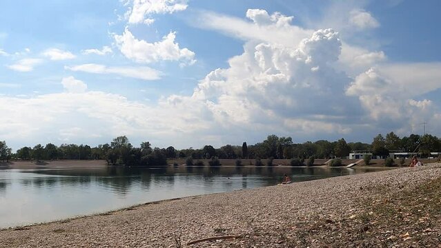 Beautiful time-lapse of clouds over the Jarun lake in Croatia