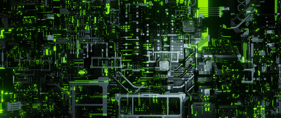 Space-age High-tech Digital Abstract Background With Glowing Geometric Shapes Cutting-edge Polished Background Holographic Interfaces 3D Illustration