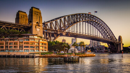 Sydney Harbour bridge on a cold autumn morning