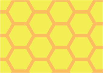 Illustration of an abstract beehive with hexagon shapes on a yellow background