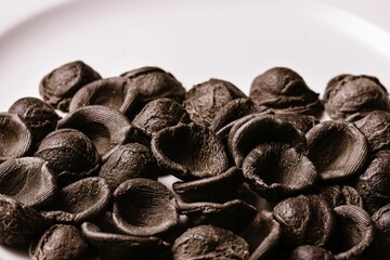 Closeup of Orecchiette pasta on a white plate