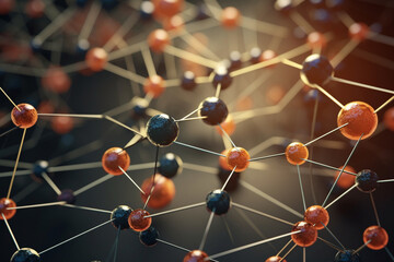 network of molecules connected to each other Generative AI - obrazy, fototapety, plakaty