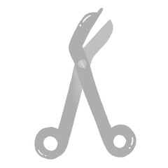 A drawing of medical bandage scissors