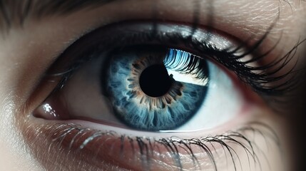 Fototapeta premium Epic eye, with gorgeous and detailed iris, beautiful woman eye, closeup shot, macro shot. Generative AI