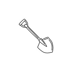 Shovel with a wooden handle. Bayonet shovel. Vector illustration.