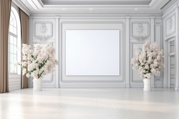 Blank Photo Frame Mockup Template With Wedding Room Background Generative AI