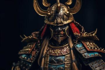 masked japanese samurai portrait, AI
