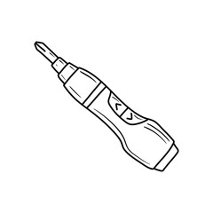 Cordless Electric Screwdriver doodle icon black and white vector illustration. Editable outline stroke.