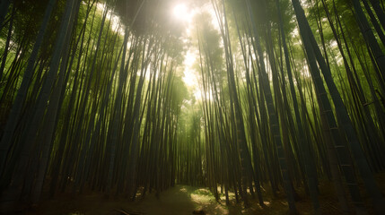 Stunning dense bamboo forest Generative AI