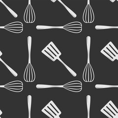 Slotted Turner and Whisk seamless pattern. Vector illustration