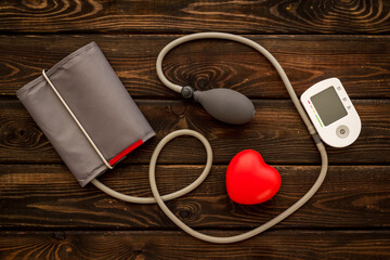 Heart diseases diagnosis concept with blood pressure monitor