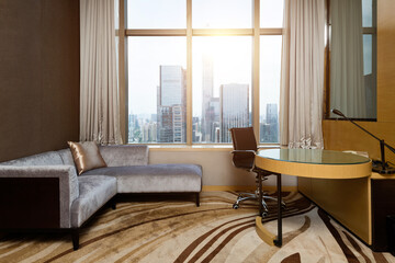 Sofa and round table in the living room