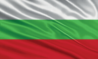 Bulgaria flag design. Waving Bulgaria flag made of satin or silk fabric. Vector Illustration.