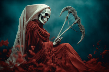 Grim reaper, abstract portrait, Halloween concept.Generative ai