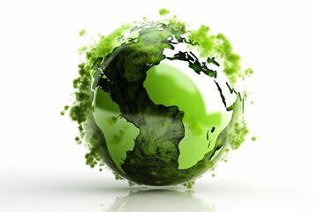 World environment and Earth Day concept with green globe and eco friendly enviroment. Generative ai - obrazy, fototapety, plakaty