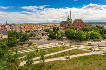 Naklejka premium Scenic view of vineyards against the Erfurt Cathedral, Germany
