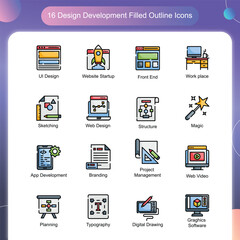 Design Development Vector Filled Outline icon set illustration Set 01